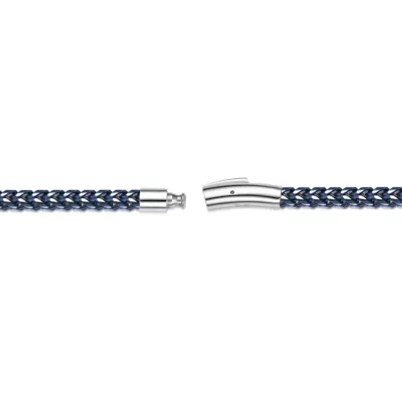 Blue Ion-Plated Stainless Steel Foxtail Chain Necklace