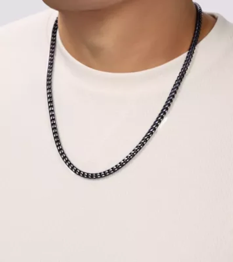 Blue Ion-Plated Stainless Steel Foxtail Chain Necklace