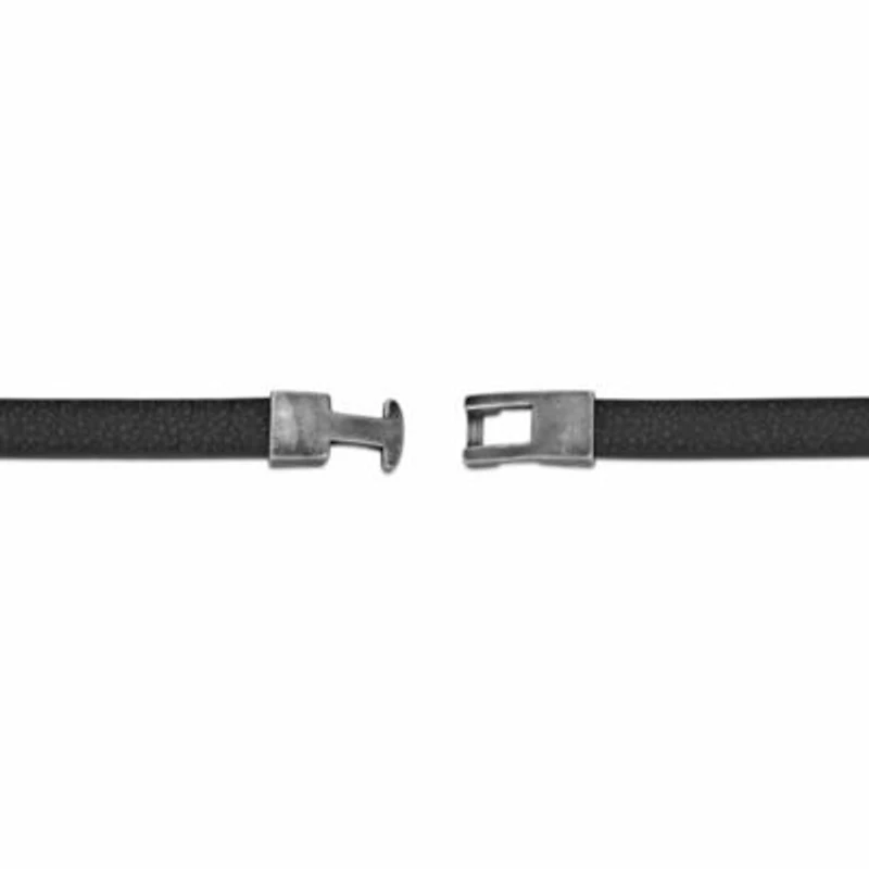 Stainless Steel Black Leather Cross Bracelet