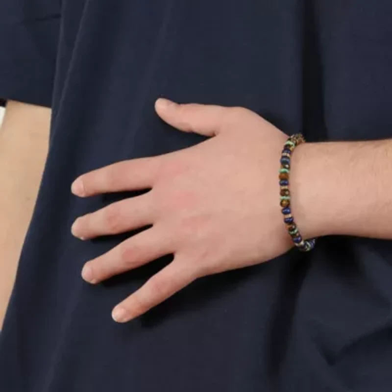 Yellow Ion-Plated Stainless Steel Multi Stone Bracelet