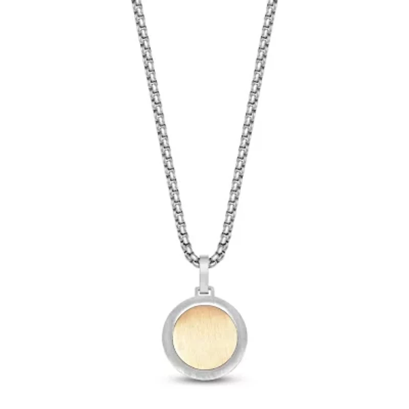 Gold Tone Ion Plated Stainless Steel Compass Pendant Necklace