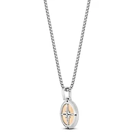 Gold Tone Ion Plated Stainless Steel Compass Pendant Necklace