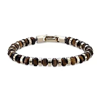 Yellow Ion-Plated Stainless Steel Tiger��s Eye Hexagon Bead Bracelet