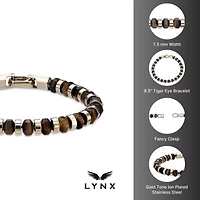 Yellow Ion-Plated Stainless Steel Tiger��s Eye Hexagon Bead Bracelet