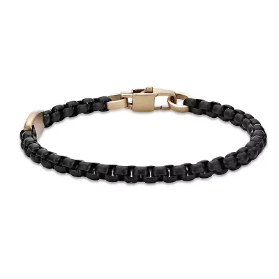 Black & Yellow Ion-Plated Solid Stainless Steel Box Chain Bracelet