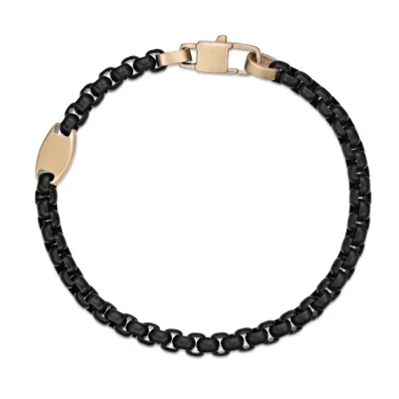 Black & Yellow Ion-Plated Solid Stainless Steel Box Chain Bracelet