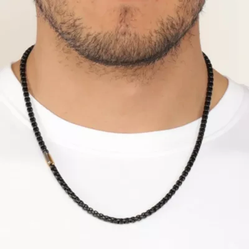 Black Ion-Plated Stainless Steel Box Chain Necklace