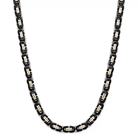 Stainless Steel Black and Gold Tone Link Chain Necklace