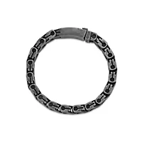 Black Ion-Plated Stainless Steel Antique-Finish Link Chain Bracelet