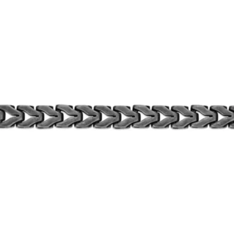 Black Ion-Plated Stainless Steel Antique-Finish Link Chain Bracelet