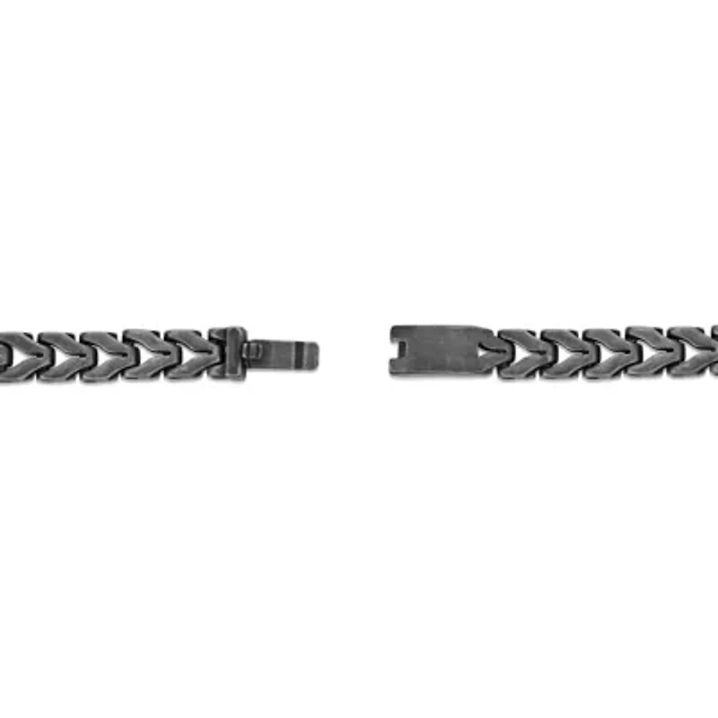 Black Ion-Plated Stainless Steel Antique-Finish Link Chain Bracelet