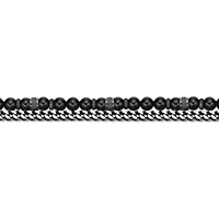 Stainless Steel Black Agate Bead Foxtail Chain Bracelet
