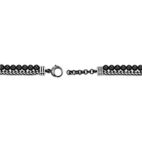 Stainless Steel Black Agate Bead Foxtail Chain Bracelet