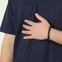 Stainless Steel Black Agate Bead Foxtail Chain Bracelet