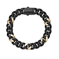 Black & Yellow Ion-Plated Solid Stainless Steel Cuban Chain Bracelet