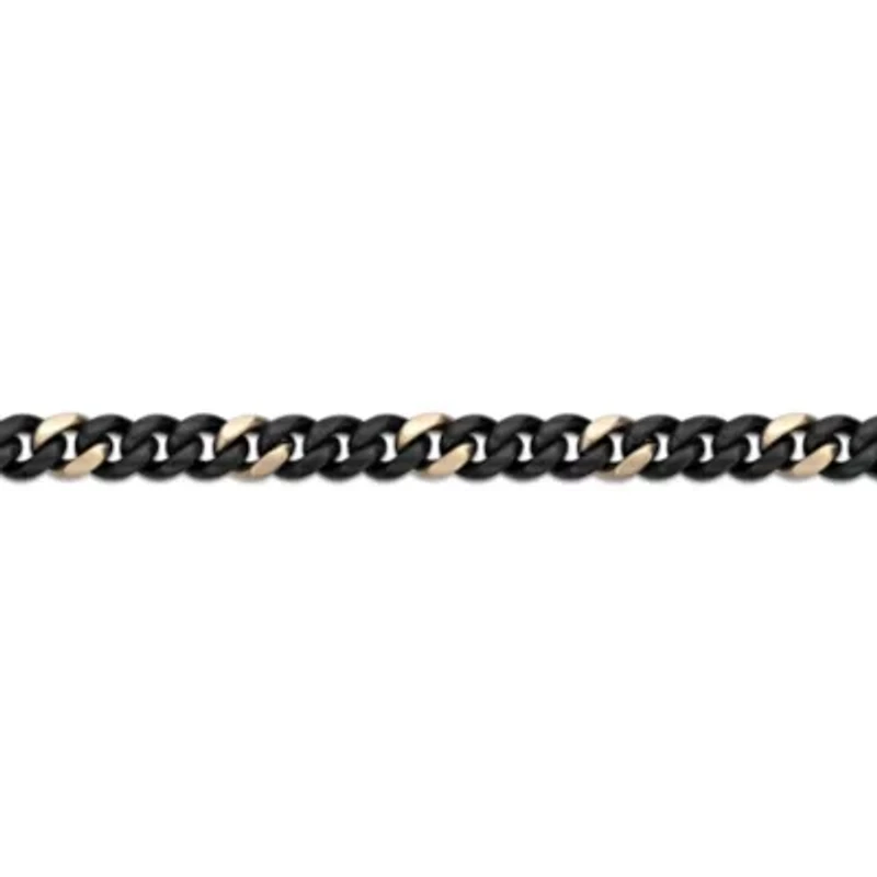 Black & Yellow Ion-Plated Solid Stainless Steel Cuban Chain Bracelet