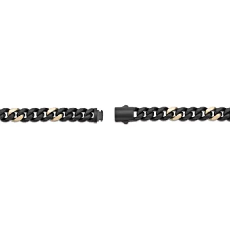 Black & Yellow Ion-Plated Solid Stainless Steel Cuban Chain Bracelet