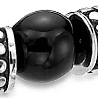 Black Agate and Stainless Steel Bracelet 8.5"