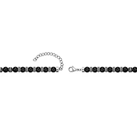 Black Agate and Stainless Steel Bracelet 8.5"