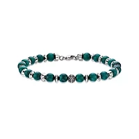 Stainless Steel Malachite Bead Strand Bracelet
