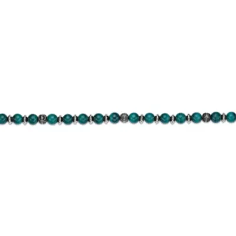 Stainless Steel Malachite Bead Strand Bracelet