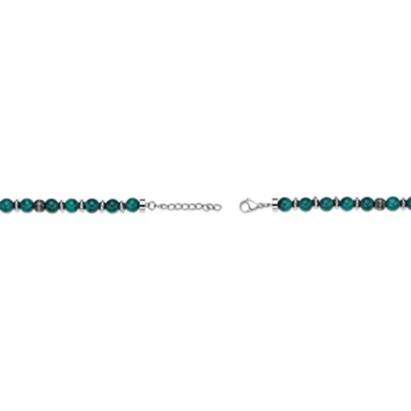 Stainless Steel Malachite Bead Strand Bracelet