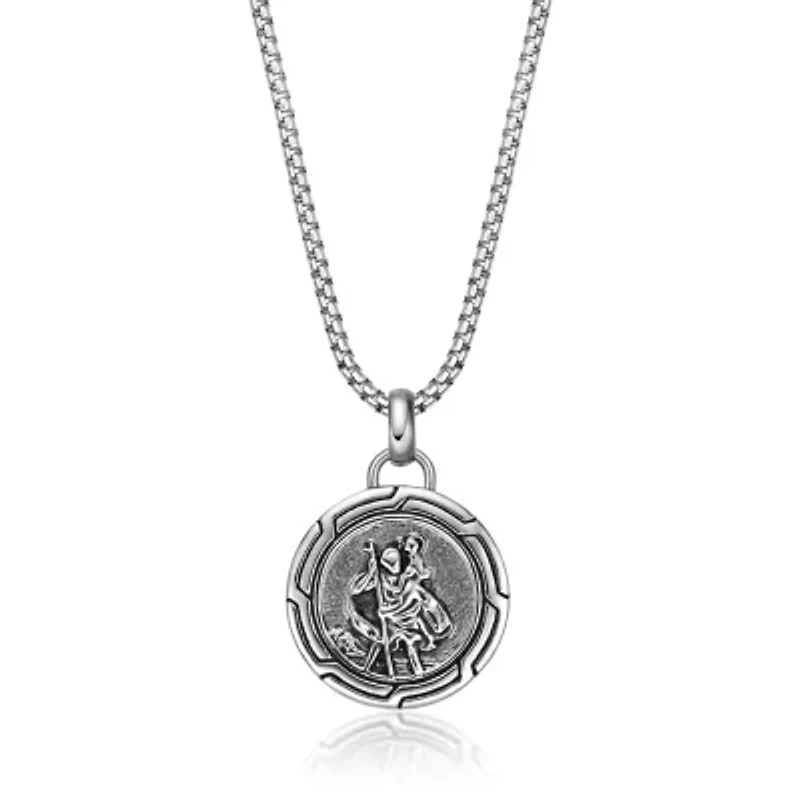 Stainless Steel Box Chain Pendant Necklace