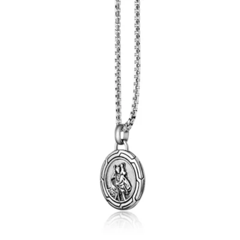 Stainless Steel Box Chain Pendant Necklace
