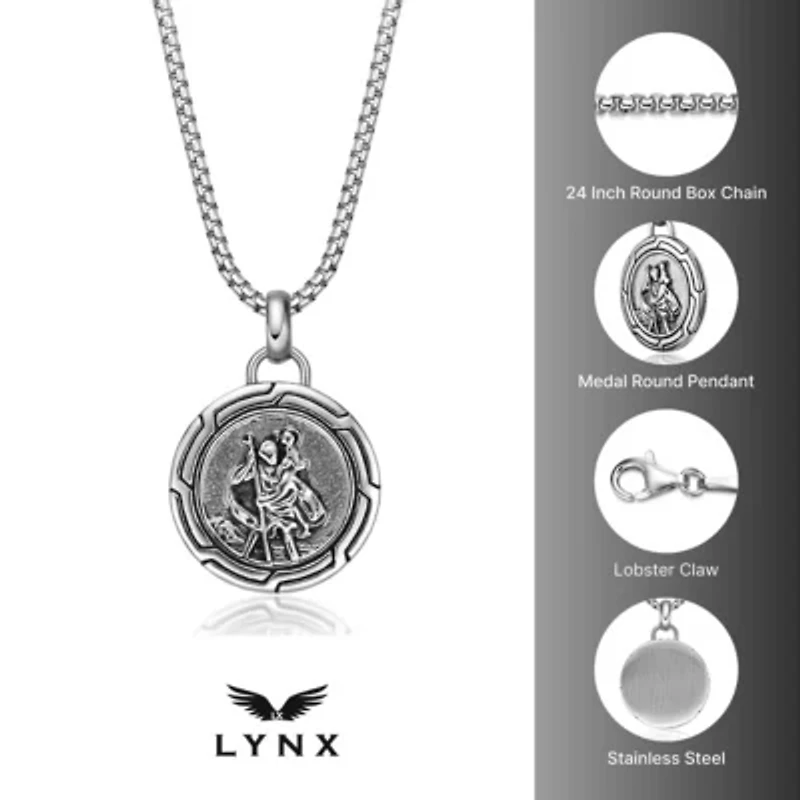 Stainless Steel Box Chain Pendant Necklace
