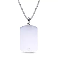 Stainless Steel Cubic Zirconia Dog Tag Pendant Necklace