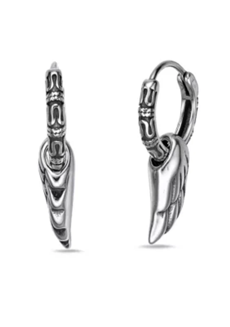 Wing Hoop Earrings in Stainless Steel