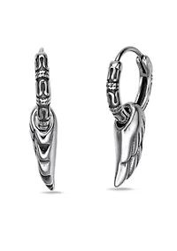 Wing Hoop Earrings in Stainless Steel
