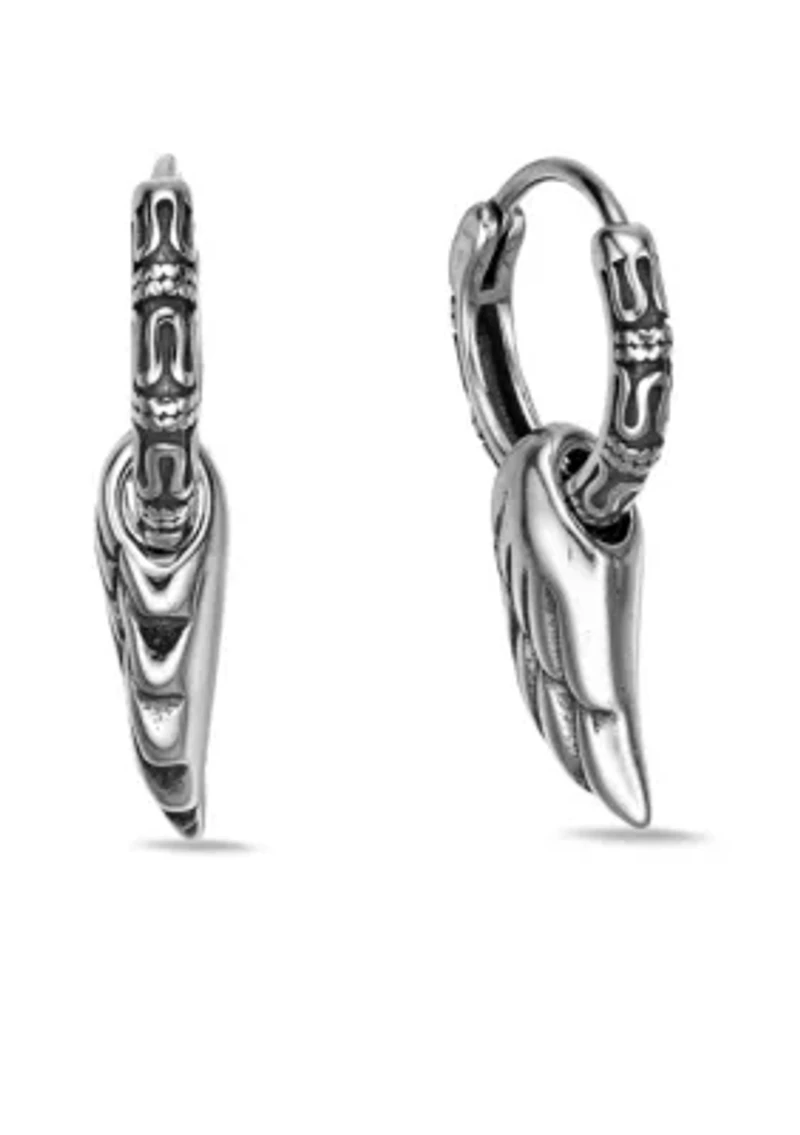Wing Hoop Earrings in Stainless Steel