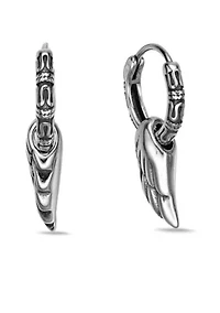 Wing Hoop Earrings in Stainless Steel