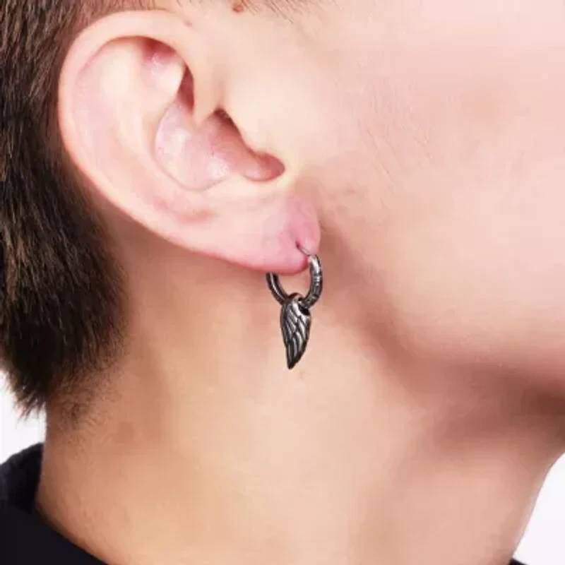 Wing Hoop Earrings in Stainless Steel