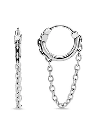Hoop and Chain Drop Earrings in Stainless Steel