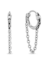 Hoop and Chain Drop Earrings in Stainless Steel