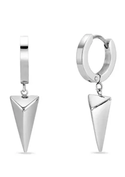Pyramid Hoop Earrings in Stainless Steel