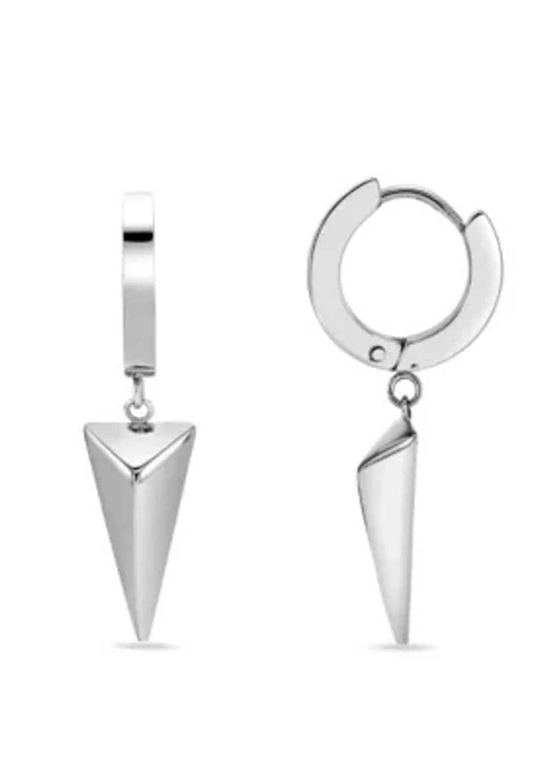 Pyramid Hoop Earrings in Stainless Steel
