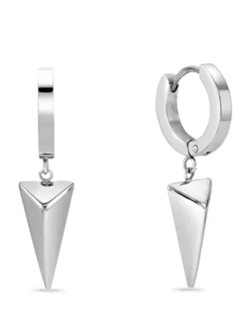 Pyramid Hoop Earrings in Stainless Steel