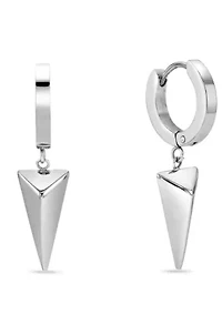 Pyramid Hoop Earrings in Stainless Steel