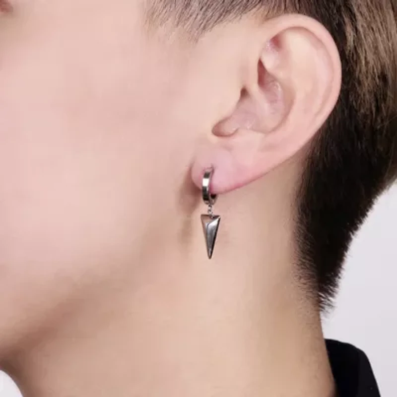 Pyramid Hoop Earrings in Stainless Steel