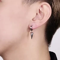 Pyramid Hoop Earrings in Stainless Steel