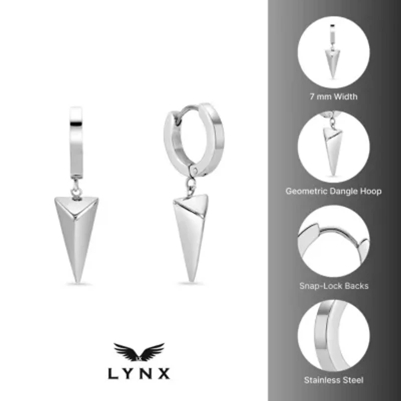 Pyramid Hoop Earrings in Stainless Steel