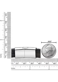 Stainless Steel, Black & Brown Leather Multi Strand Cross Bracelet in 8.5"