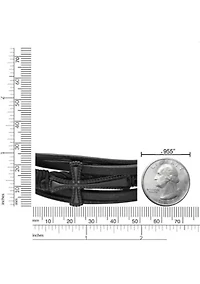 Black Ion Plated Stainless Steel and  Black Leather Multi Strand Cross Bracelet in 8.5"