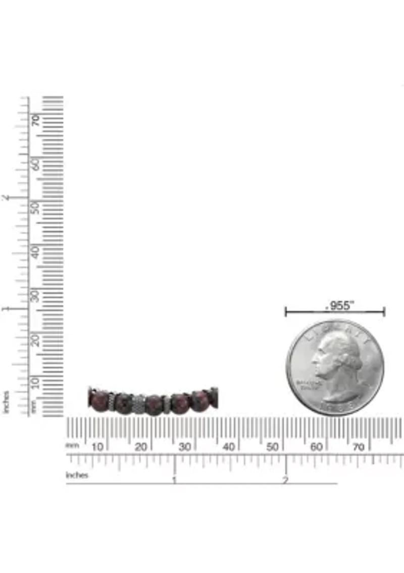 Antique Black Finish Stainless Steel and Tiger Eye Bracelet in 8.5"