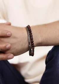 Antique Black Finish Stainless Steel and Tiger Eye Bracelet in 8.5"