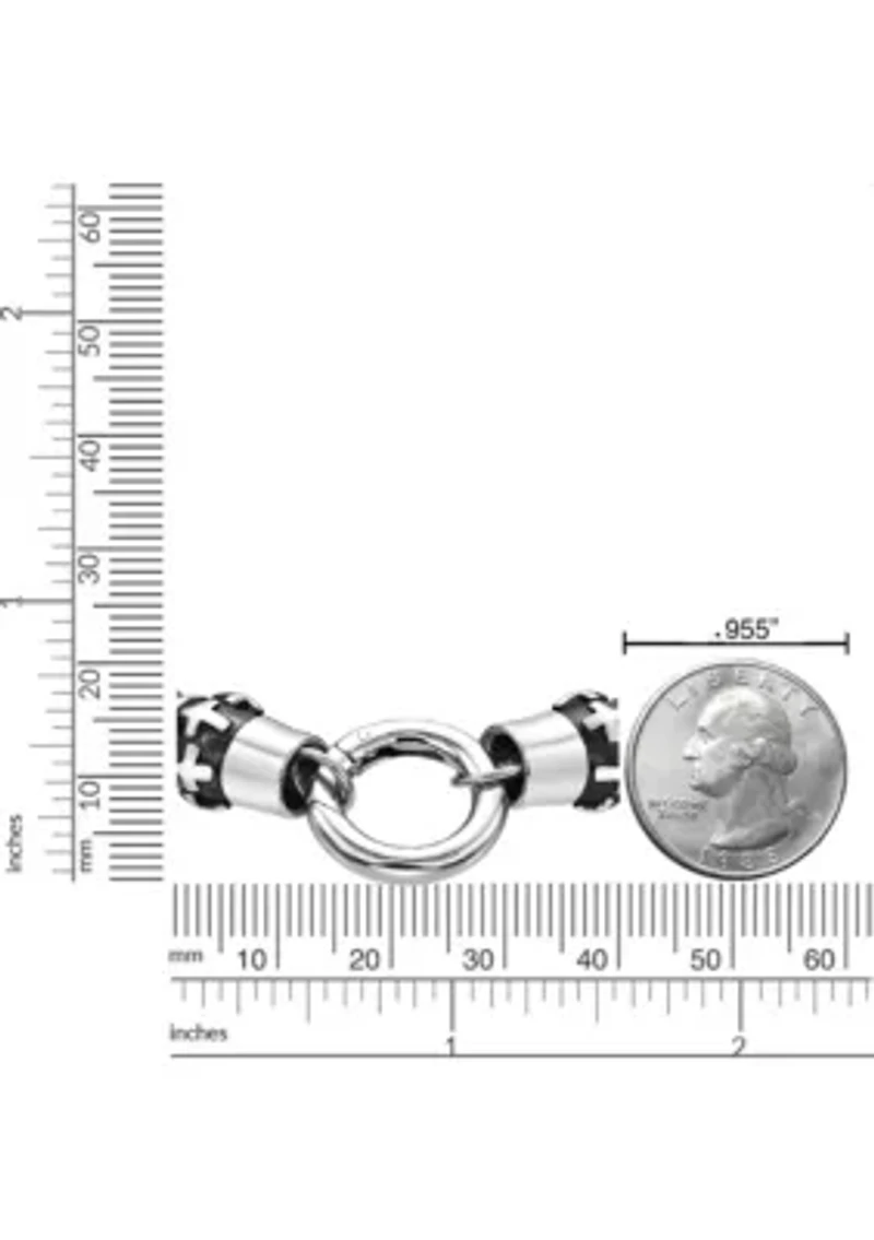 Black Ion Plated Stainless Steel and Bronzite Stretch Bracelet in 8.5"