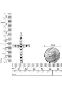 Stainless Steel Cross Pendant with Black Ip and 24" Round Box Chain